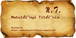 Matulányi Titánia névjegykártya